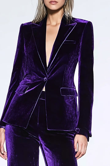 Velours violet foncé Peak Repel Costumes d’affaires 2 pièces avec poches